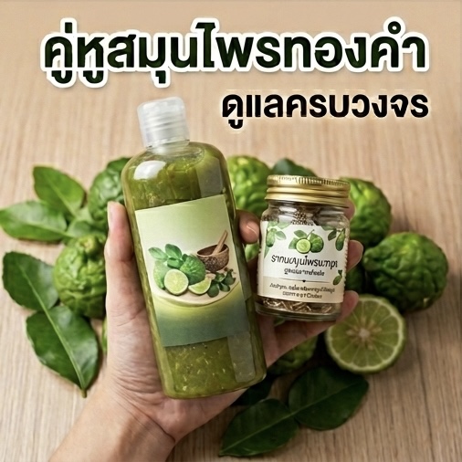โปรโมชั่นกิตติกรณ์สมุนไพร แชมพูมะกรูดคู่กับยาดมมะกรูด ราคา 120 บาท